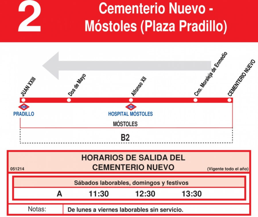 Horario Línea 2 Vuelta