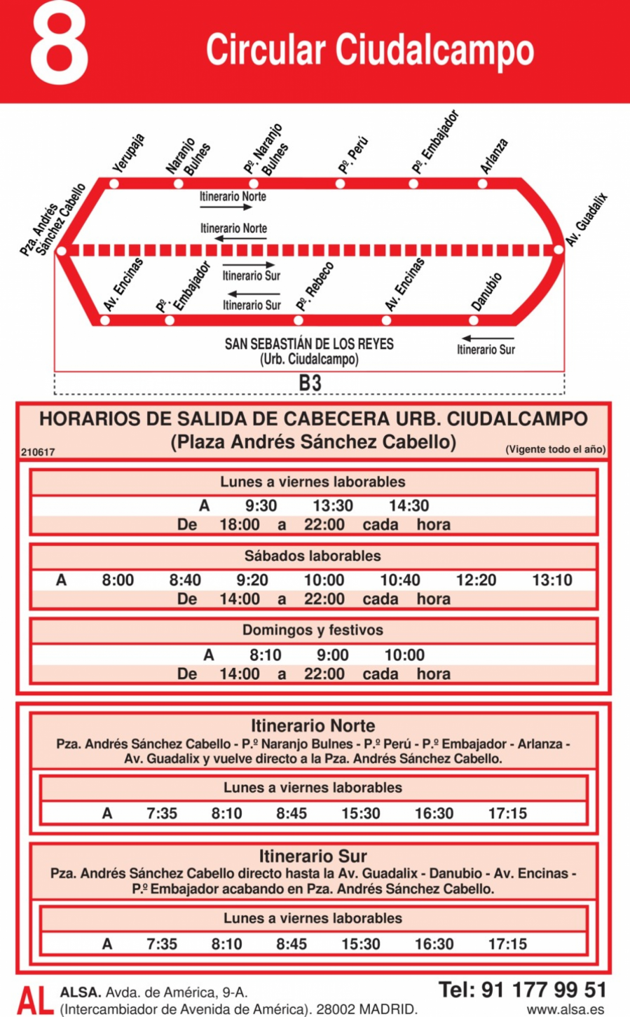 Horario Línea 2 Ida