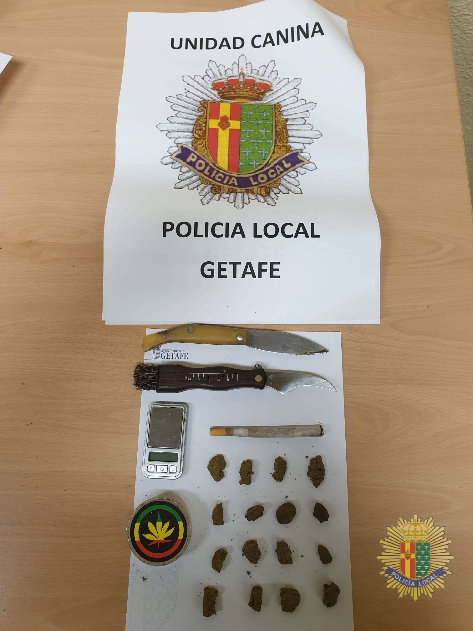 Incautación 16 piezas de hachis, Policia Getafe