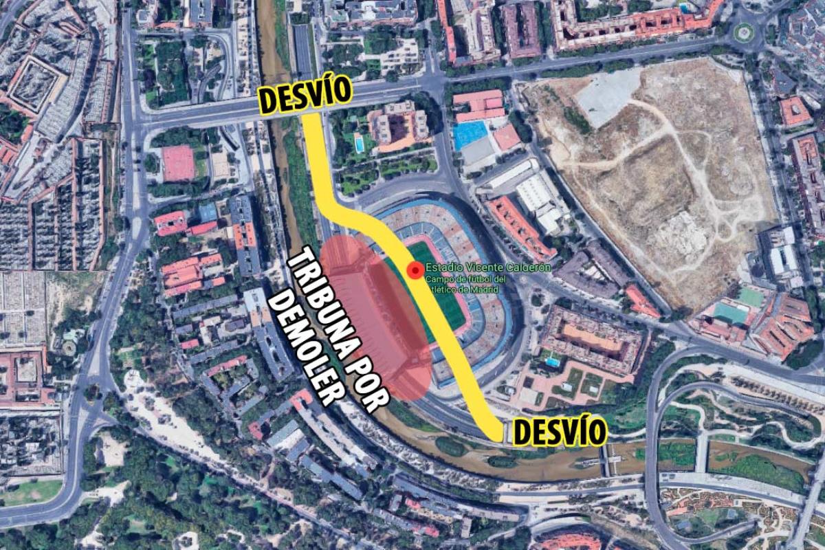 El tráfico atravesará lo que fue el césped del estadio del Atlético de Madrid, durante 4 meses