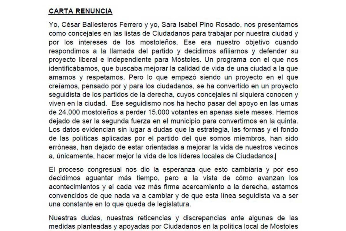 César Ballesteros y Sara Isabel Pino critican duramente a los principales líderes de la formación en el municipio