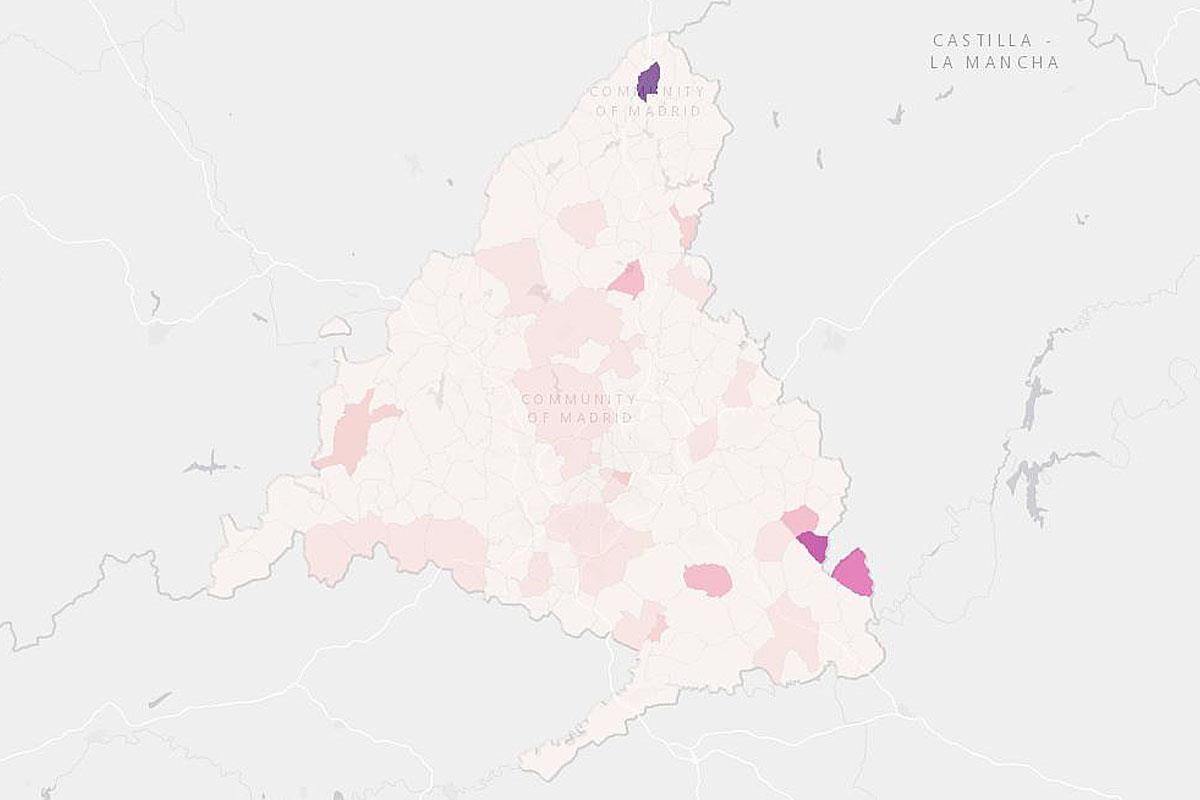 En la capital, el distrito del Puente de Vallecas ha sido el más afectado con 3.262 casos, seguido por Fuencarral-El Pardo con 3.141 y la Latina con 2.972