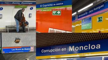 Algunas paradas del Metro de Madrid aparecen con carteles relacionados con la presunta trama que envuelve al PSOE