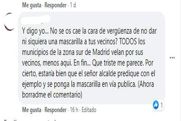 Los vecinos han mostrado su desagrado en las redes sociales municipales