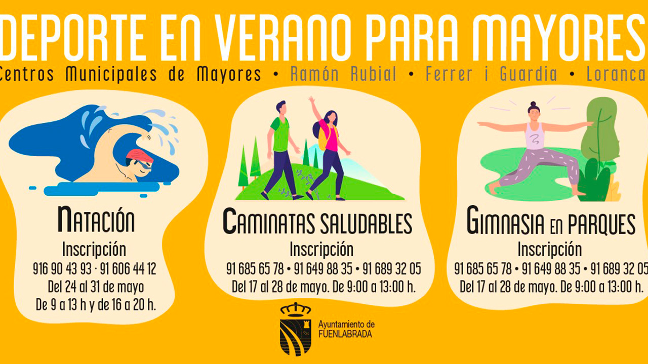 Estas será natación, gimnasia en los parques y caminatas saludables, todas en la localidad