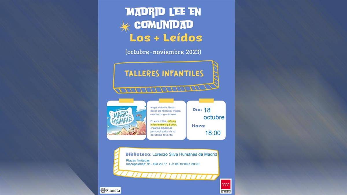 El próximo 18 de octubre se ha programado un taller de fomento de la lectura para los más pequeños