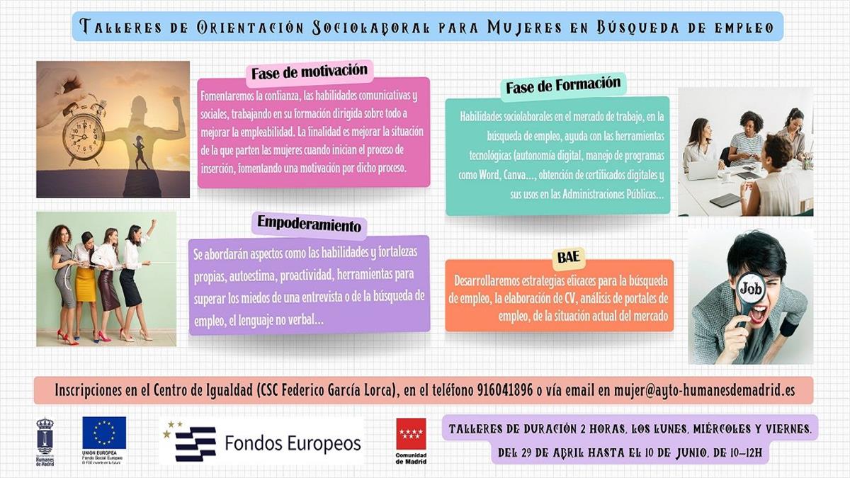 En las últimas horas, desde la concejalía de Mujer e Igualdad han anunciado dos talleres para la búsqueda de empleo y para mujeres emprendedoras